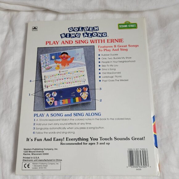 Sesame Street Book Golden Sing Along Play and Sing with Ernie 1993 hardcover - Picture 6 of 7